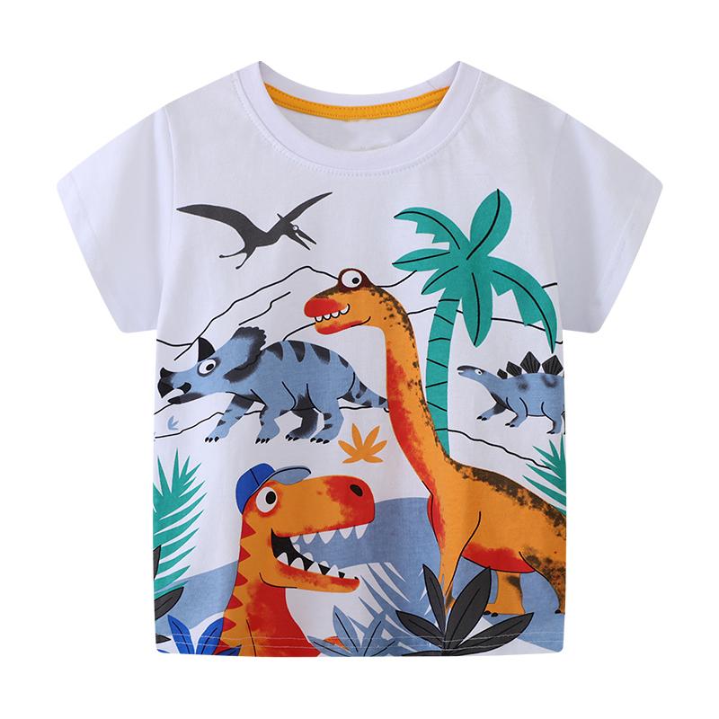 Little maven Children's Clothing Baby Boys 2026 Summer New Kids Clothes Holiday Cartoon DinosaursT Shirts 2-7 Years