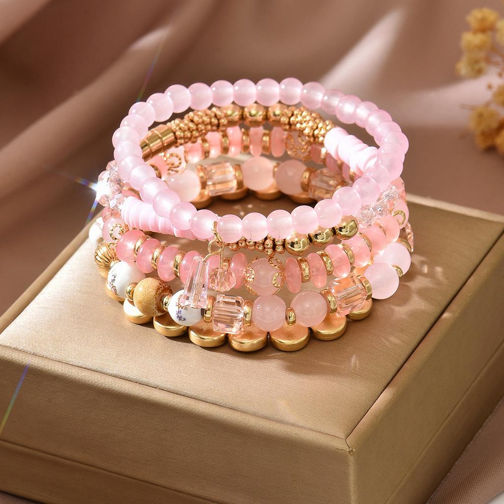 New Bohemian crystal bracelet, multi-layer beaded bracelet, elastic bracelet, bracelet, jewelry, European and American jewelry.