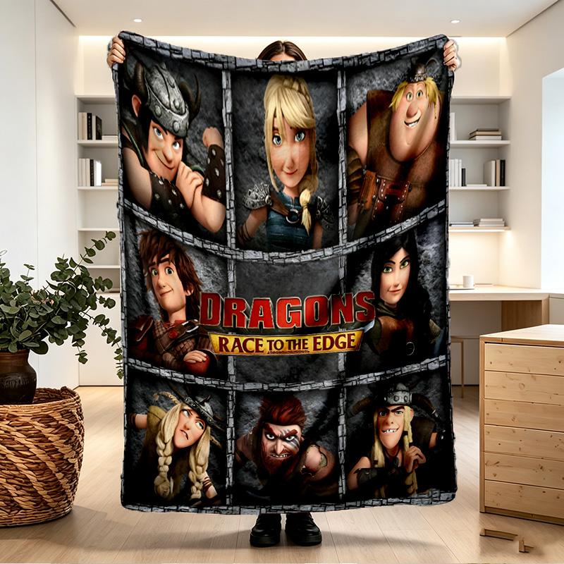 How to Train Your Dragon Print Blanket - Soft & Comfortable, for Bedroom, Travel, Sofa, Home Decoration - Birthday Christmas Gift for Friend