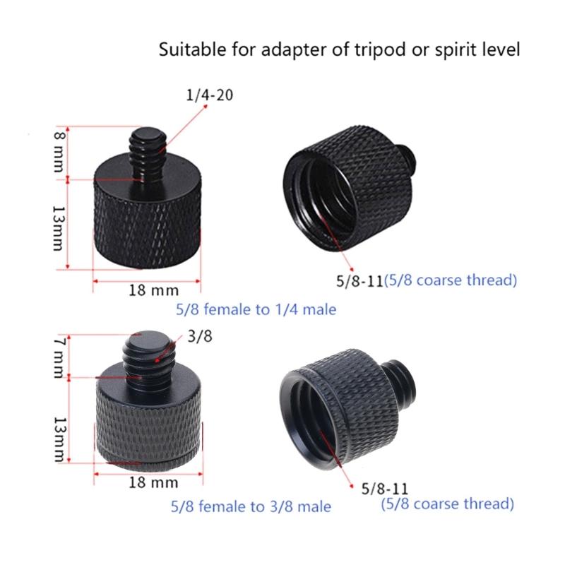 Not -slip 5/8" Female To 3/8" Male and 1/4" Male Microphone Adapters for Adapters of Tripods Spirit Level Not -corrosion