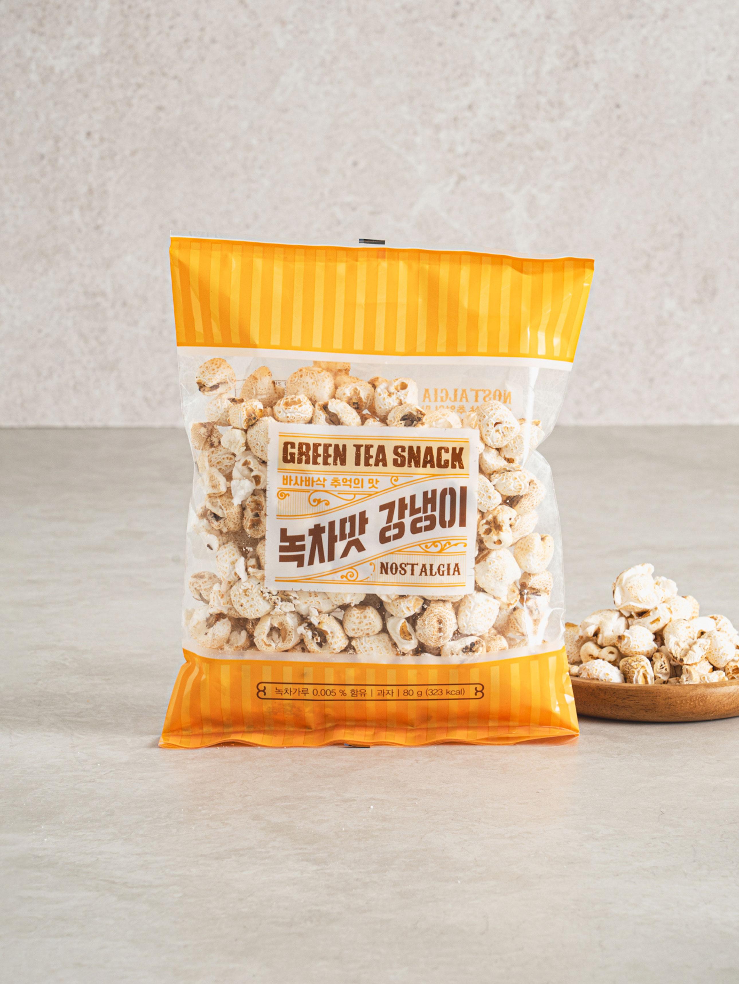 Green Tea Flavor Puffed Corn Snack 80g 1ea