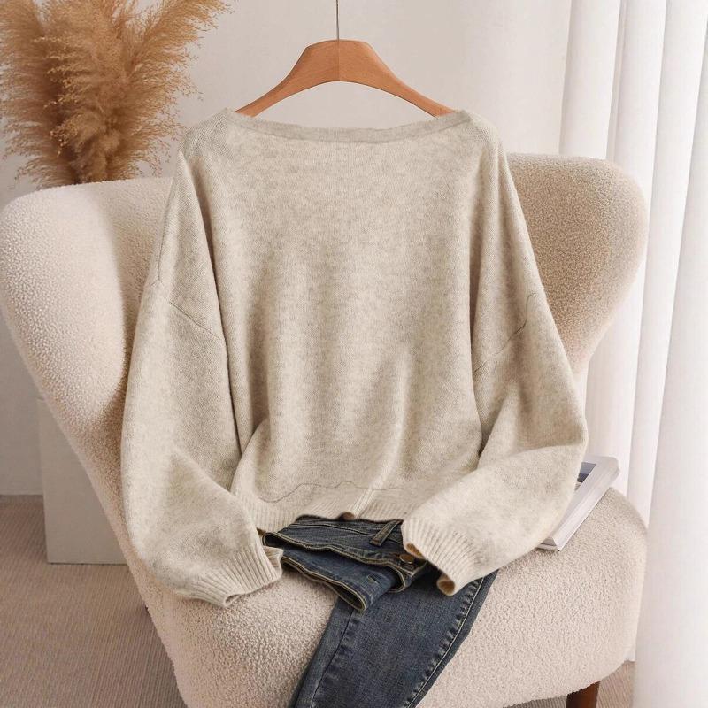 Design bow knitted cardigan autumn and winter new loose versatile lazy style knitted sweater
