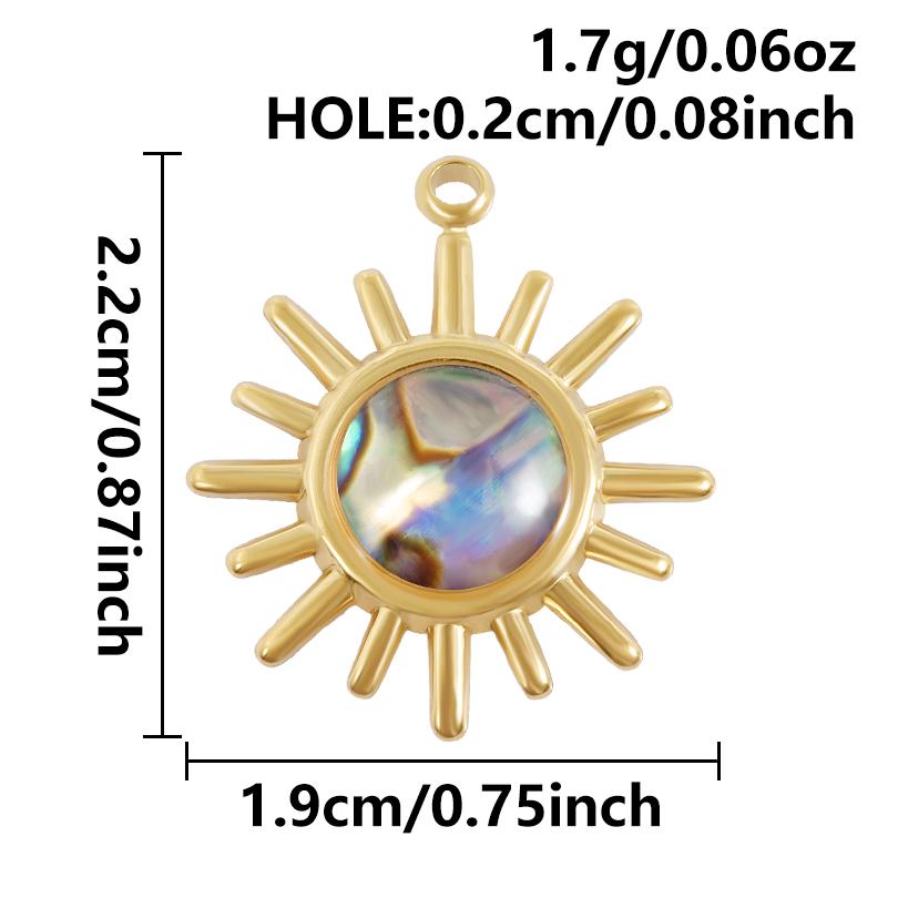 High Quality 304 Stainless Steel Sun Heart Abalone Shell Pendant For Jewelry Making Supplies Enamel Charm Golden DIY Accessories