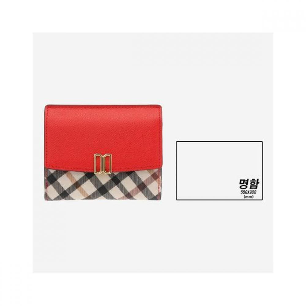 Daks Red Check Color Block Dd Logo 3 Fold Wallet