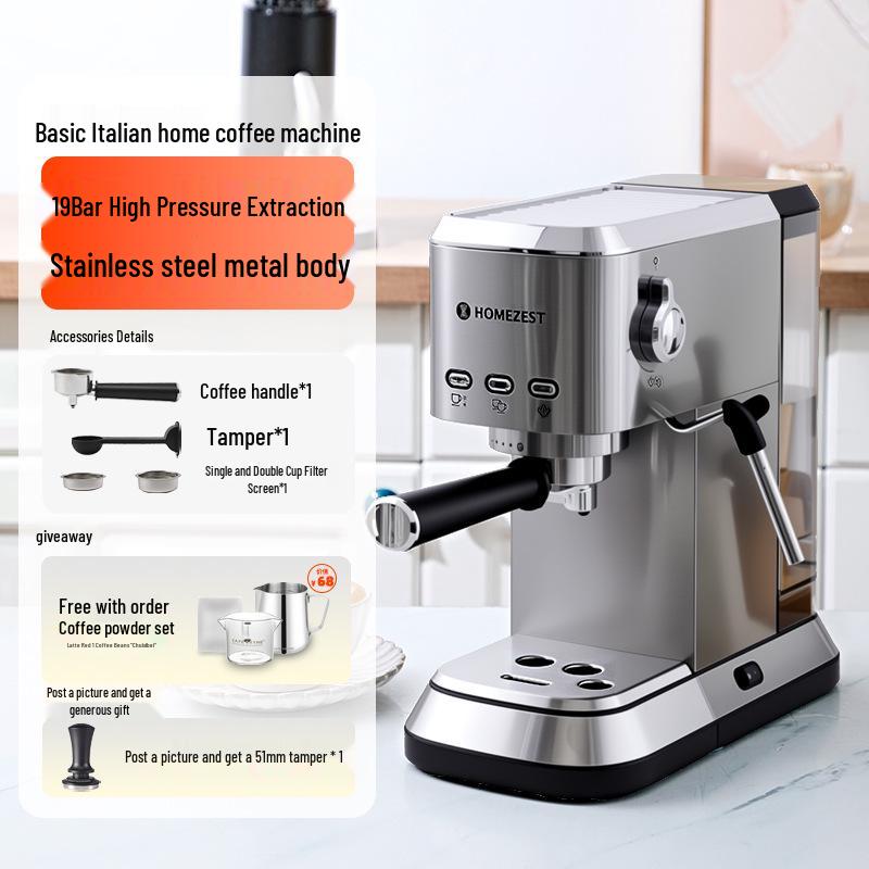 Cross Semi-Auto Espresso Machine - 19 Bar, Home/Office Compatible, Steam Milk Frother
