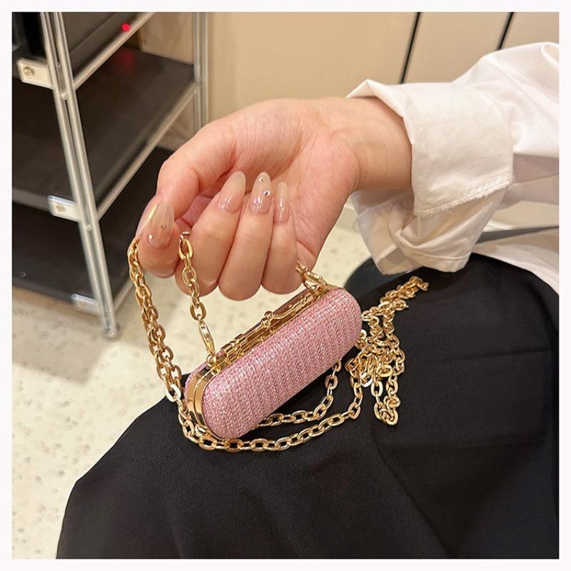Fashion Mini Chain Decorative Bag PVC Mouth Red Bag High Quality Pen Case Women'S Hand Bags