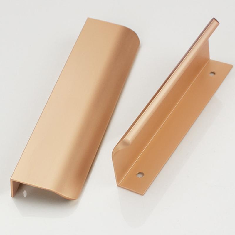 Aluminum Alloy Cabinet Drawer Handle Modern Furniture Hidden Long Handle Mount Finger Edge Pulls Nordic Concealed Handle