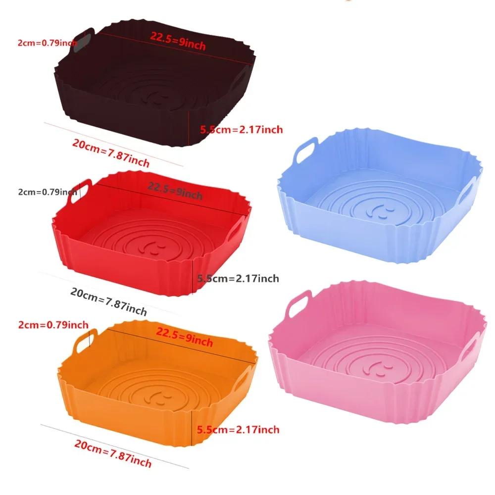 1pc Reusable Airfryer Pan Liner Accessories Silicone Air Fryers Oven Baking Tray Pizza Chicken Airfryer Non-stick Silicone Mould
