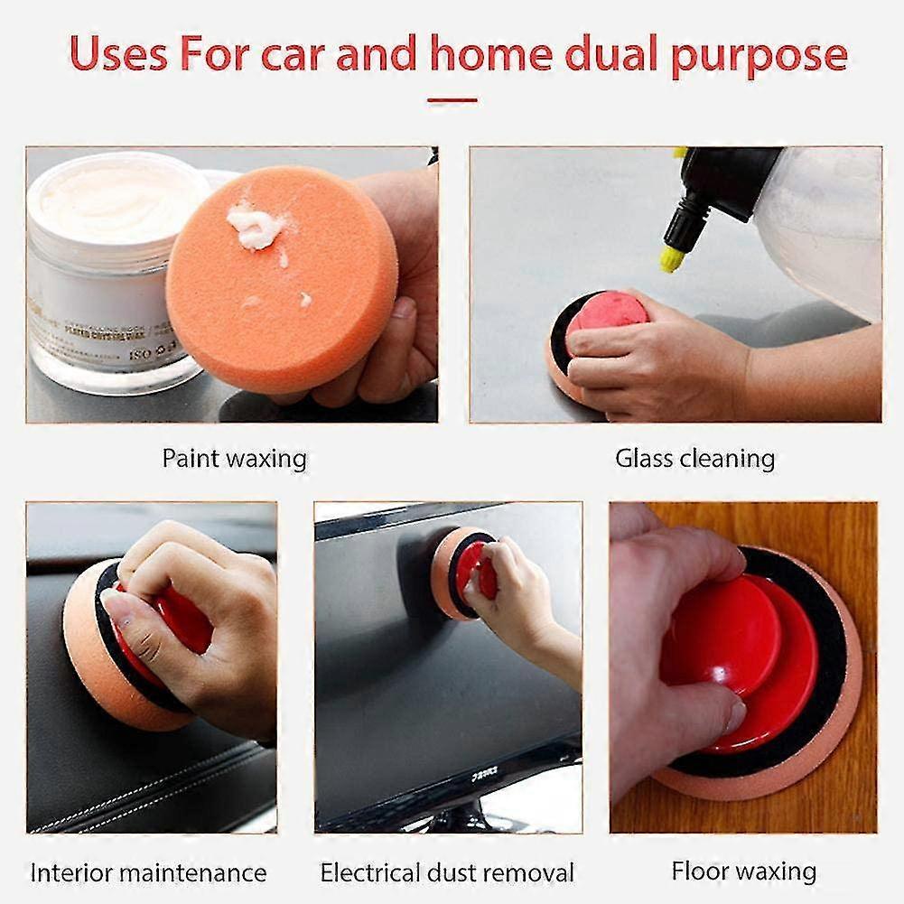 Polishing Sponge With Handle, Microfiber Hand Polishing Sponge1set-orange