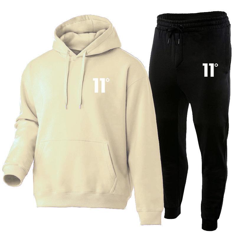 Directly from the Manufacturer Autumn and Winter Men's Casual Hooded Suit Men's Trend Fleece Sweater Sweatpants Sports Men's Two-piece Set