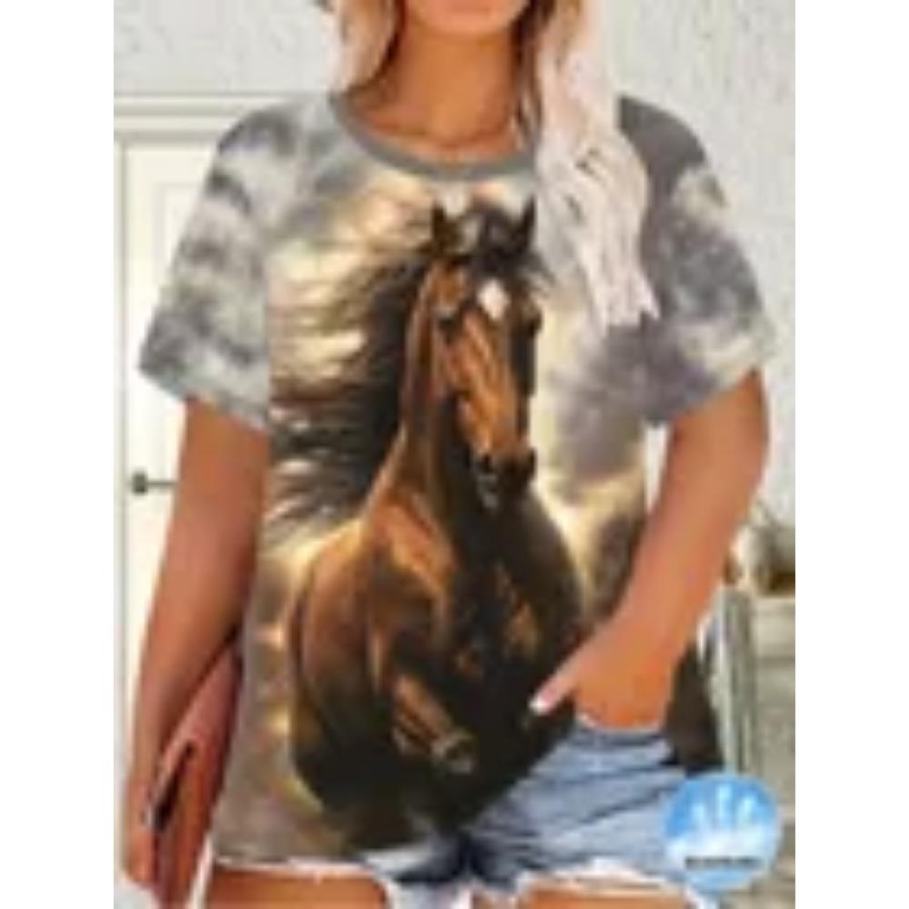 Ladies Round Neck Short Sleeved Fashionable Casual Clothing 8XL