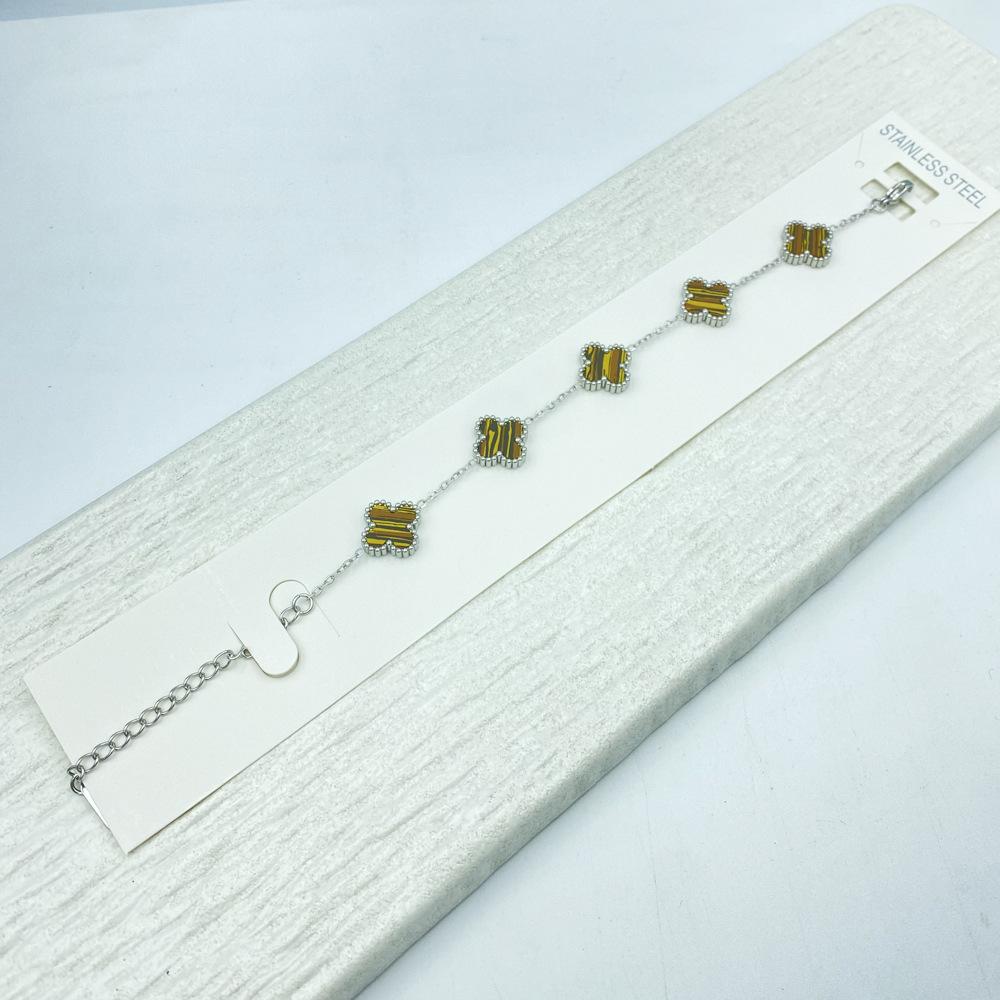 13MM Four Leaf Flower Bracelet Titanium Steel Clover Double Sided Bracelet No Color Loss Ladies Bracelet