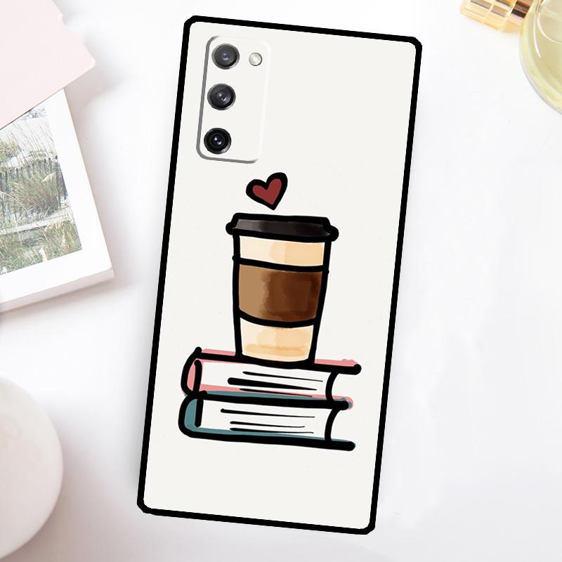 Books And Coffee Phone Case For Samsung Galaxy S23 S24 Ultra S22 S20 S21 FE Note 20 10 S8 S9 S10 Plus Cover