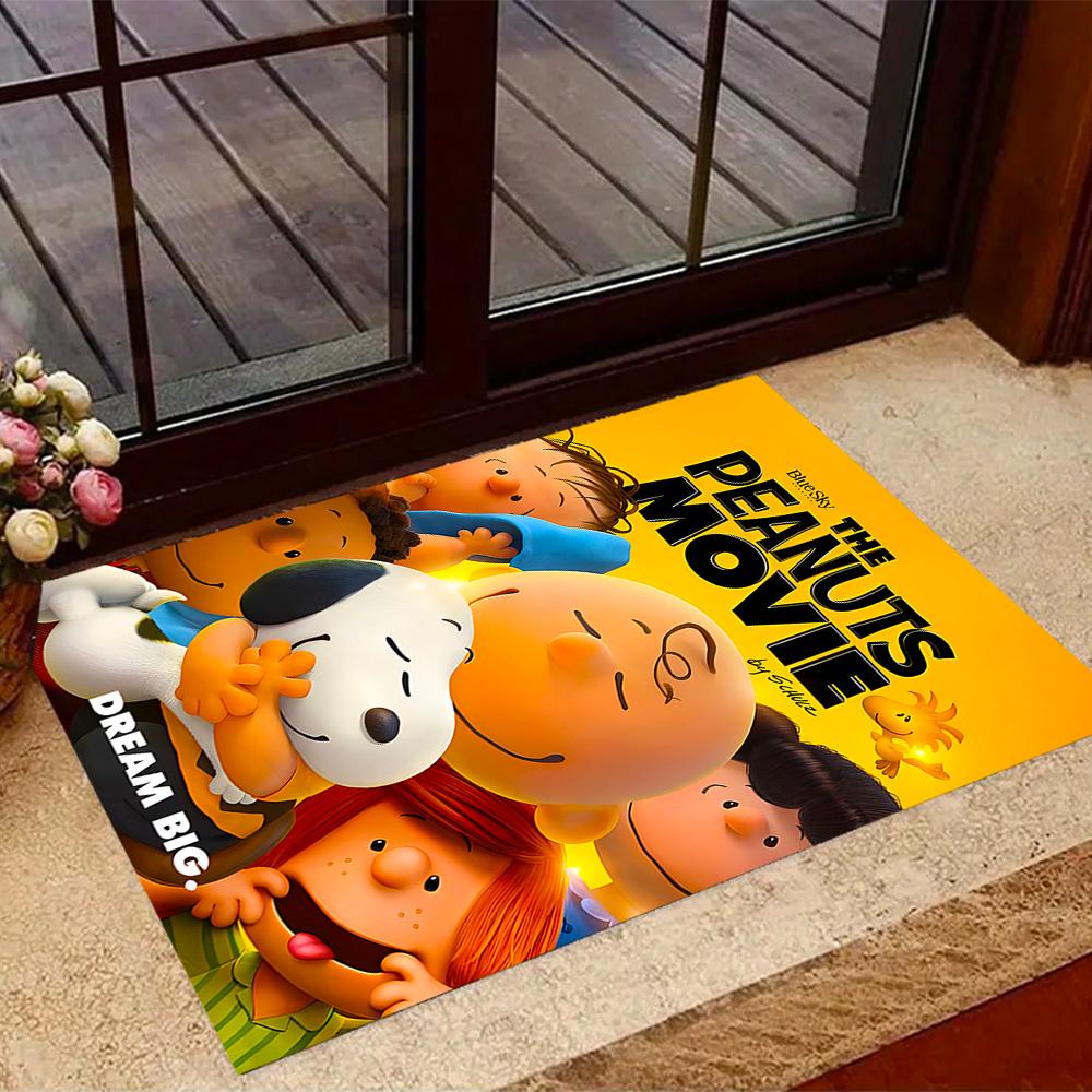 Snoopy's Peanuts Gang Themed Anti-Slip Rugs - Polyester Home Decor, Suitable for Bedrooms, Living Rooms, Doorways, Studios, and Decorations