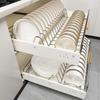 Pull-out Dish Rack With Wooden Handle And Drain Tray Spice Box Storage Rack Cabinets Organizer Kitchen Storage Rack