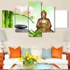 HD Painting Art Modular Poster Wall Printed Modern Canvas 5 Panel Figure Of The Buddha Bamboo Living Room Pictures Home Decor
