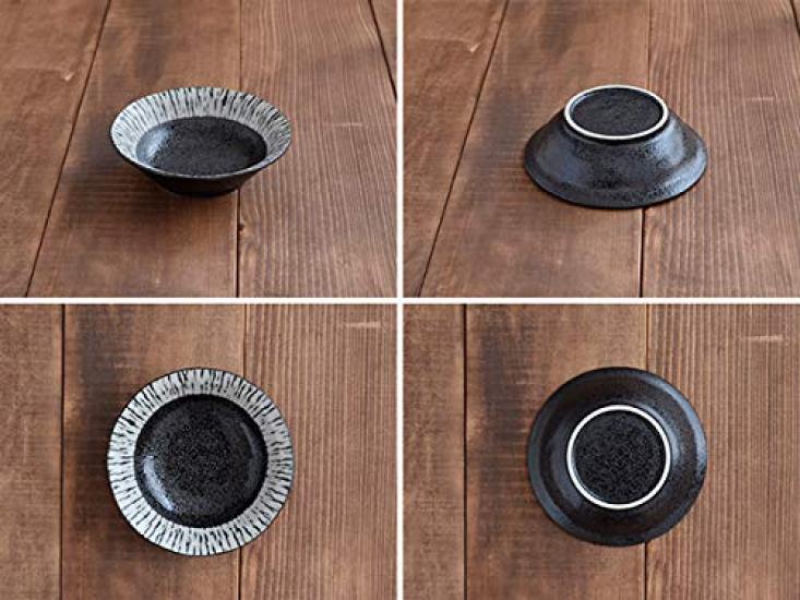 EAST Table Shallow Bowl 16.5cm Oil Droplet Black Made In Japan Microwave Safe Dishwasher Safe Japanese Tableware Bowl Kt-015