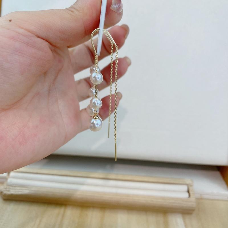 Korean Elegant Imitation Pearl Long Dangle Earrings for Women Temperament Crystal Tassel Earring Bride Wedding Jewelry Wholesale