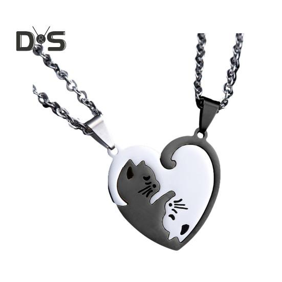 1 Pereche Colier Cuplu Pisică Îmbrățișându-se Pandantiv Asortat Colier Choker Prieteni Părinți Colier cu Farmec Bijuterii Cadou