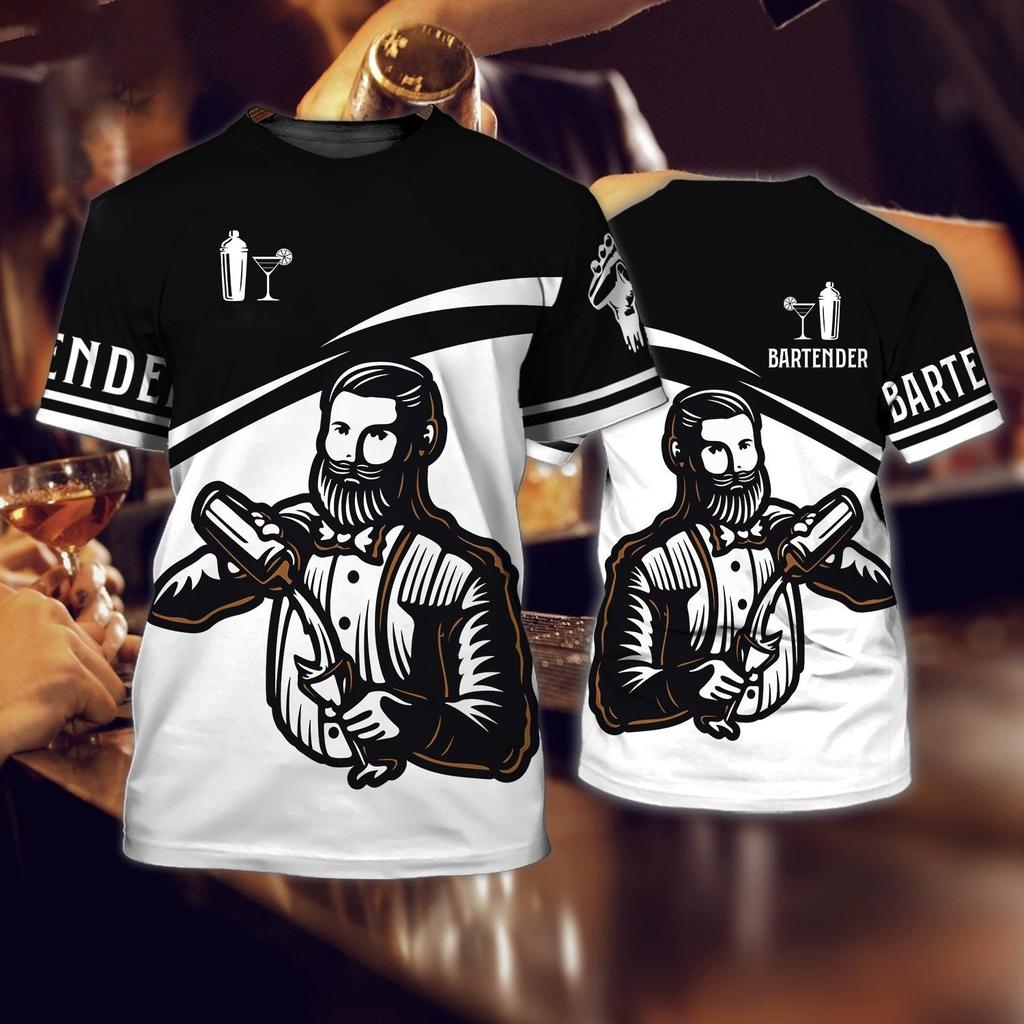 Barista Style Make Coffee 3D Print Summer Men's Round Neck T-shirt Casual Short Sleeve Oversized Pullover Fashion Men Clothing
