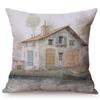 Hermoso Paisaje Rural Cabaña Feliz Recuerdo de la Infancia Pintura al Óleo Funda Decorativa para Cojín de Sofá Funda para Cojín de Coche Cojines