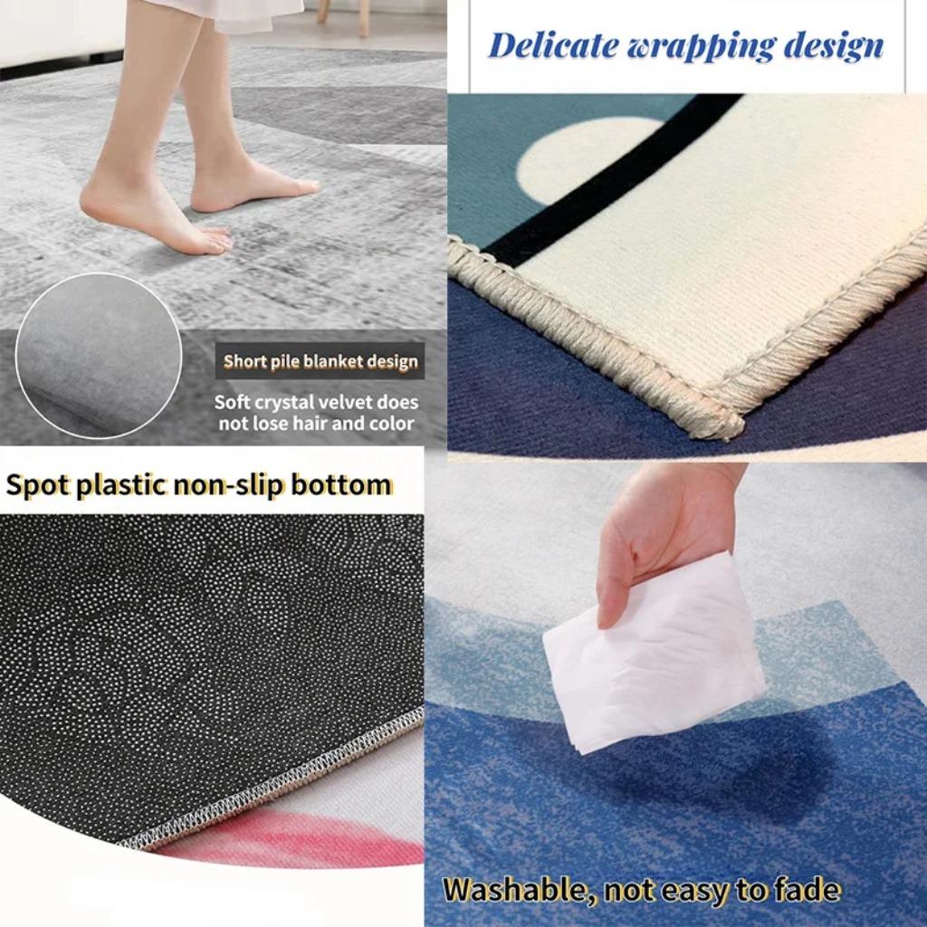 Nordic Luxury Geometric Carpets Fashion Red Large Living Room Carpet Anti Slip and Water Absorption Rugs for Bedroom Decor Mat