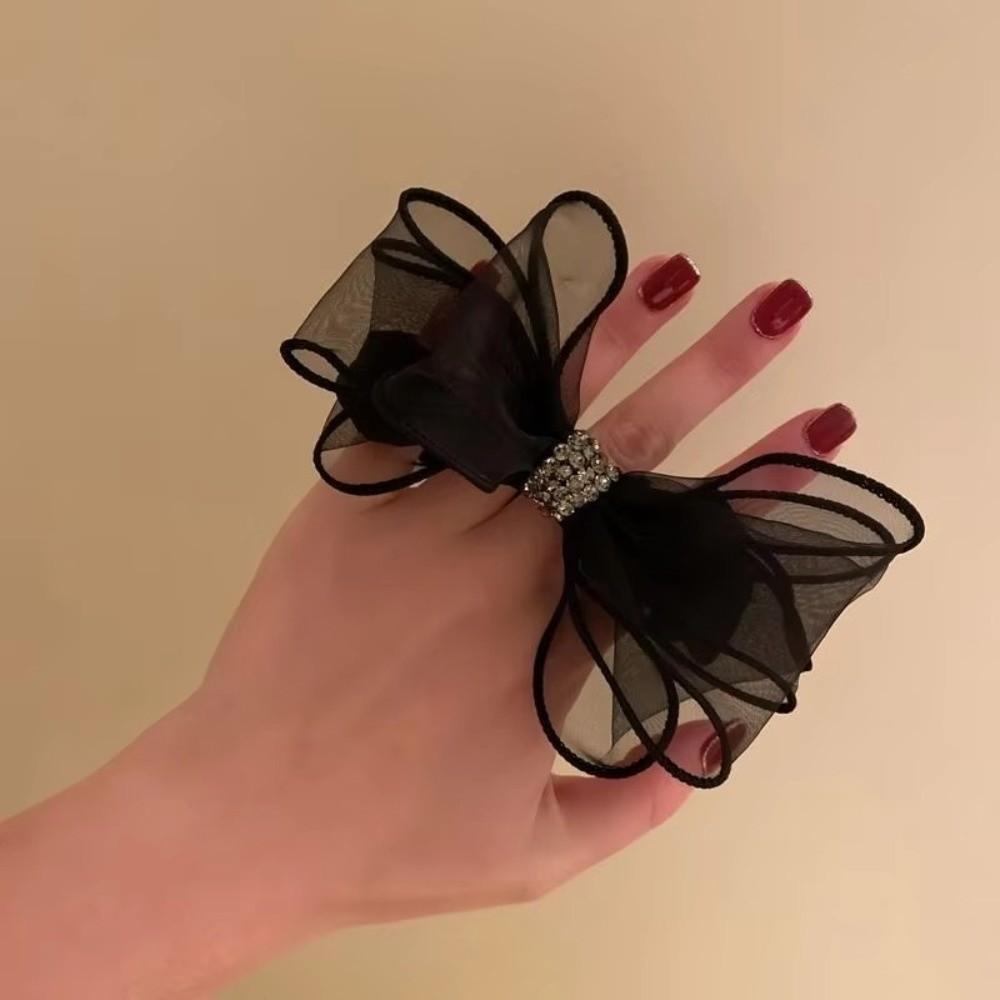 Organza Hair Ties Mesh Rhinestone Ponytail Hair Accessories Sweet Elastic Hair Bands  Women Girls