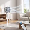 Standing Fan with Quiet DC Motor 90° Oscillation 3 Speeds Remote Control USB Power Adjustable Height for Bedroom Living Room Office Dormitory