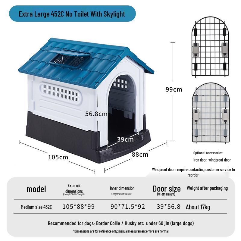 Rainproof Outdoor Dog Kennel for Medium & Large Dogs with Bed - Summer Cat Nest & Dog Cage Villa