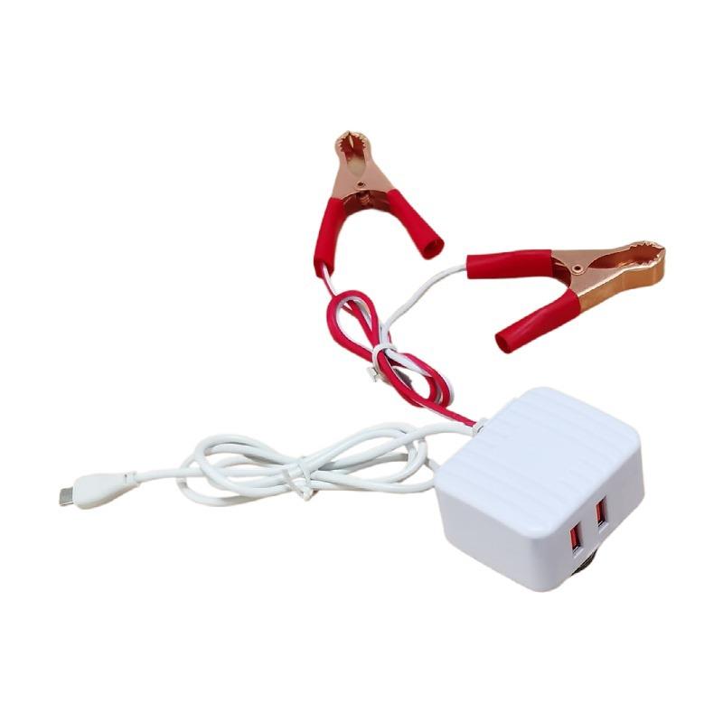 1Pcs Power Adapter With Battery Clip 12V 24V To 5V 3Usb Port For Charging Cell Phone Emergency Usb Power High Efficiency