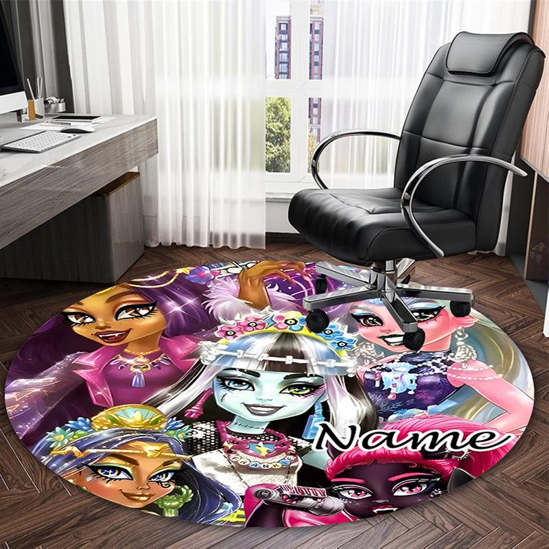 Customizable Monster High Draculaura2 Round Non-Slip Carpet - Ideal for Garden, Picnic, Office, Perfect for Decoration, Suitable For All Seasons