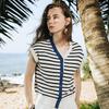 Women's Asymmetrical Color Block Striped Sleeveless V-Neck Knit Top