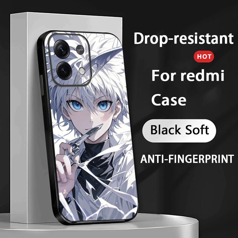 Killua Zoldyck Hunters X H Pattern Phone Case For Redmi Note 14 13 12 11 Pro Plus S 5G 14C A3 Soft Black Phone Cover