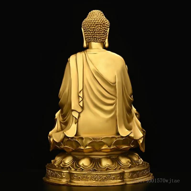 Pure Copper Buddha Tathagata Ornaments, Sitting Lotus Altar Sakyamuni Home Decoration Living Room Buddha Hall Crafts Statue, 1Pc