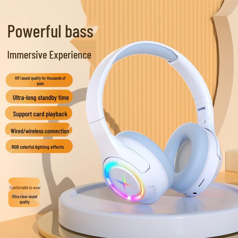 Over-Ear Wireless Bluetooth Gaming Headset with Noise Cancelling, Card Slot, and Ultra-Long Battery Life - Universal for Mobile Phones