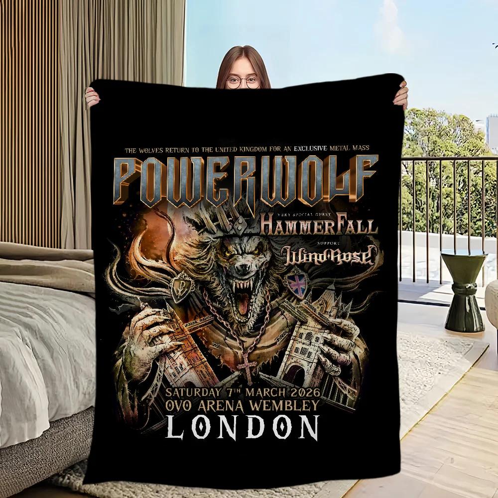 Warm Flannel Soft Plush Throw Blanket for Sofa Living Room Office Bedroom Travel Powerwolf Gift SingleSided Printed