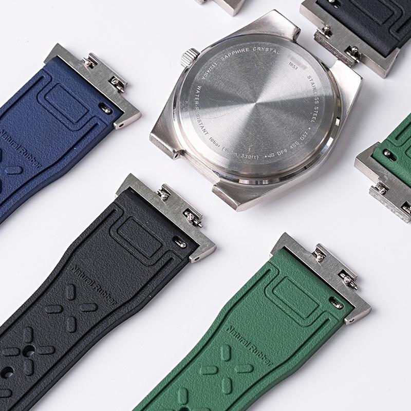 FKM Fluorgummiband för Tissot PRX-serien T137.407/T137.410 Super Player 40mm Herrar Snabbfäste Adapter Klockarmband 12mm