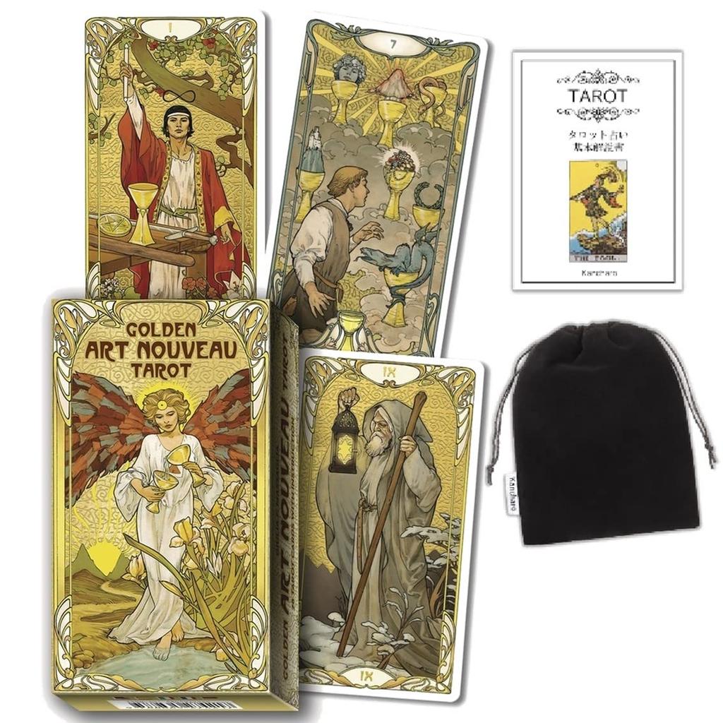 Kancharo Tarot Card Set Art Nouveau Includes Japanese Tarot Card Instructions Pouch 78-Card [Golden Tarot] & (Authentic)