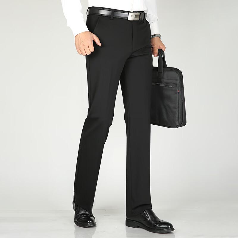 Fengmao Herren Business Casual Elastische Gerade Hosen