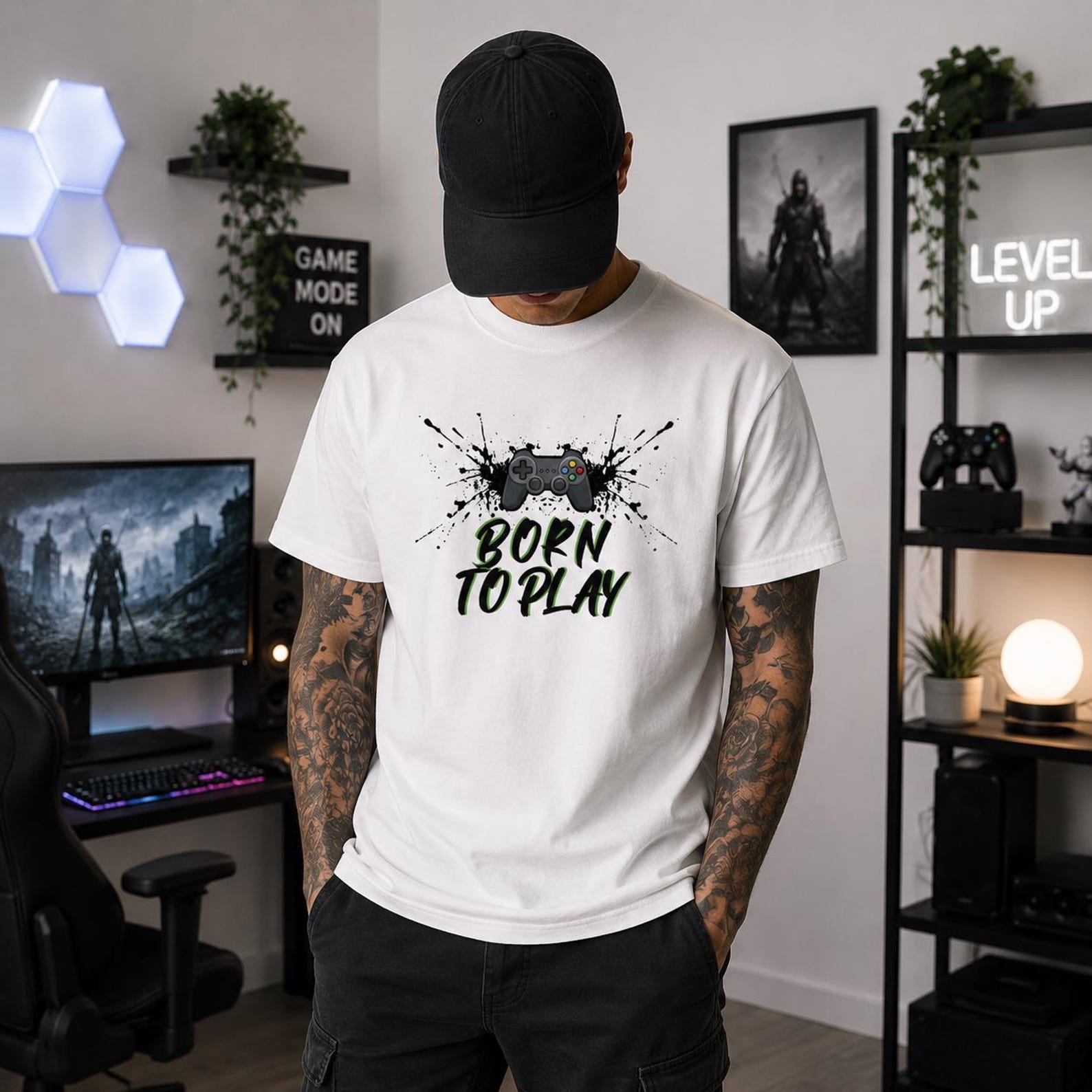 Born to Play controller graphic Tee | Gamer shirt, video game design XL