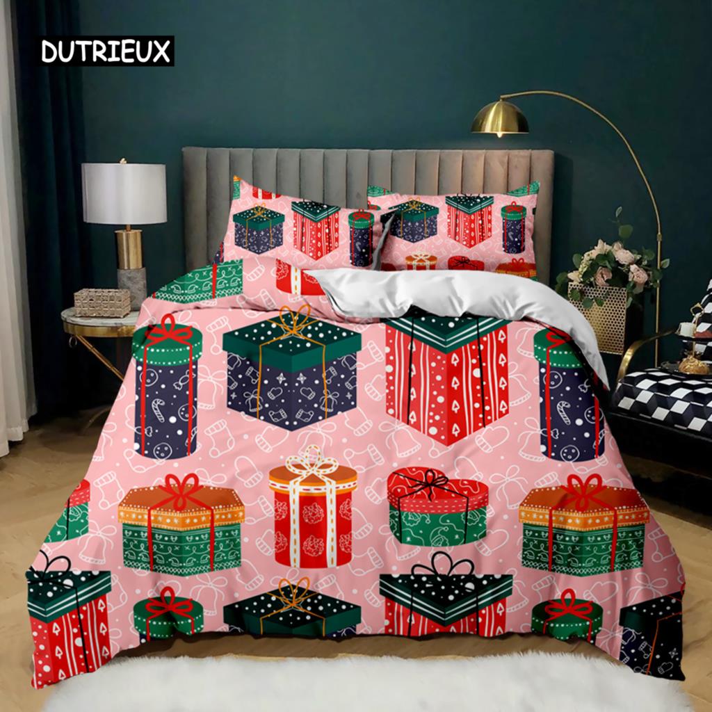 Christmas Duvet Cover Merry Christmas Tree Stockings Green Background Twin Bedding Set Double Queen King Polyester Qulit Cover