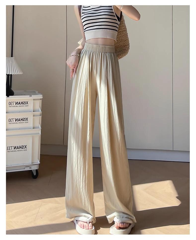 Women's 2025 Drapey Ice Silk Yamamoto Summer Wide-Leg Pants - Lightweight, Casual, Loose Fit for Strolling.