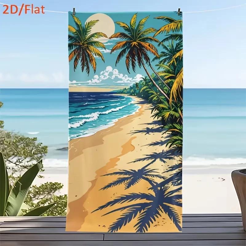 Tropical Style Palm Tree Beach Towel with Beautiful Bamboo Pattern Quick Drying Suitable for Vacation Camping and Bathing