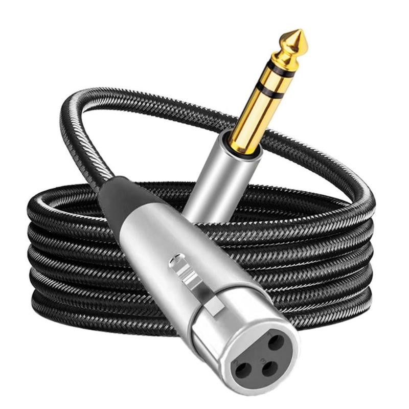 Nylon Braideds 3Pin Female to 6.35mm Stereo Sound Cable with Gold Plateds Connectors for Clear Signal Transmission
