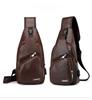 1Pc USB Men's Solid Color PU Chest and Shoulder Bag - Trendy Summer Casual Bag