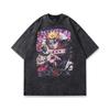 Men's Summer New Pure Cotton American Retro Old Washed T-shirt Men's Animation Cartoon Printing Short-sleeved T-shirt Men's and Women's