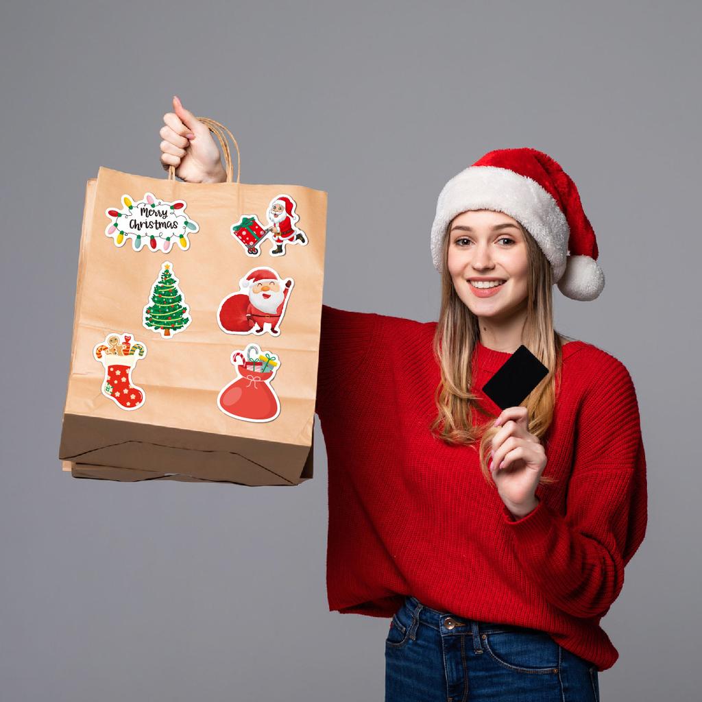 50/100Pcs Christmas Stickers Vinyl Waterproof Holiday Stickers Christmas Stickers for Kids Crafts Bottles Envelopes Gifts