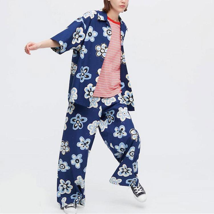 UNIQLO x MARNI Floral Print Short Sleeve Shirt Men shirts Dark-Blue 449637-68