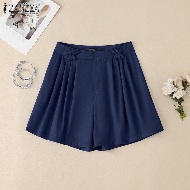 ZANZEA Women Summer Solid Color Loose Casual Short Pants