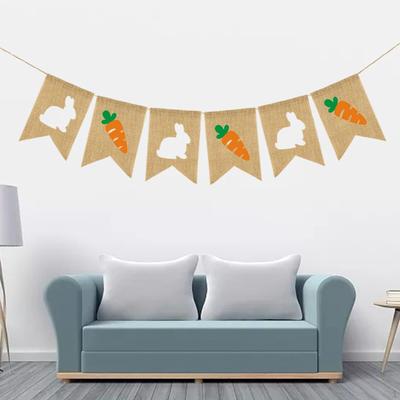 Colorful Easter Bunny Banners Carrot Decor Banner Garland for